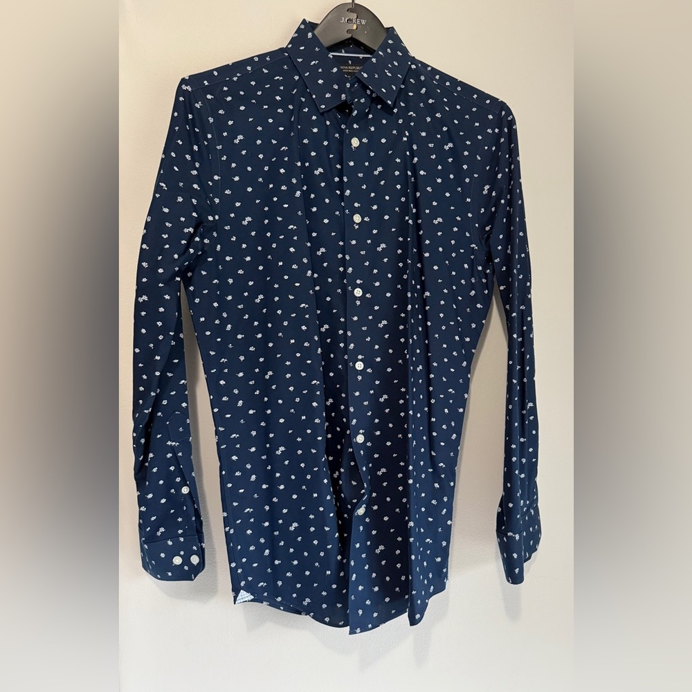 NWOT Banana Republic Mens Shirt  Blue Stretch Flex Fit Size M Slim Fit